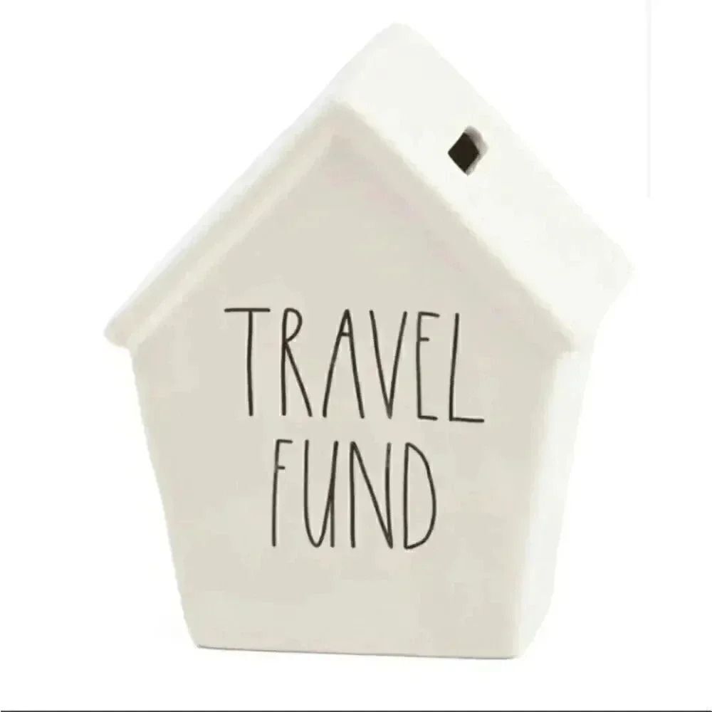 RAE DUNN Travel Farmhouse Boho Ceramic Fund Money Bank Home Decor